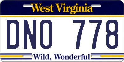WV license plate DNO778