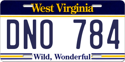 WV license plate DNO784