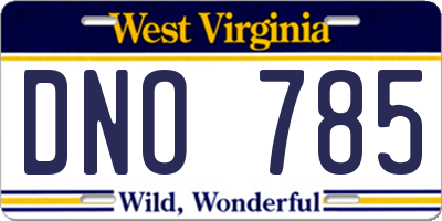 WV license plate DNO785