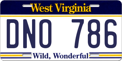 WV license plate DNO786