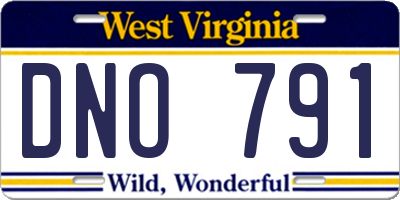 WV license plate DNO791