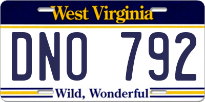WV license plate DNO792