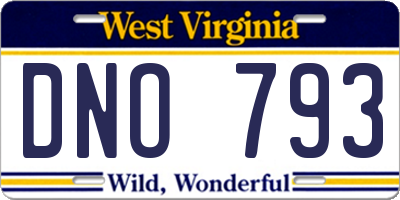 WV license plate DNO793
