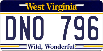 WV license plate DNO796
