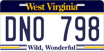 WV license plate DNO798
