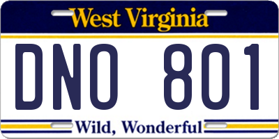WV license plate DNO801