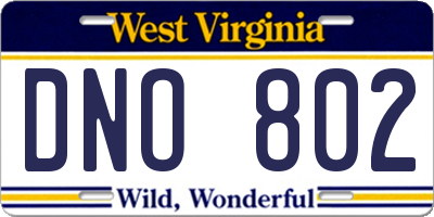 WV license plate DNO802