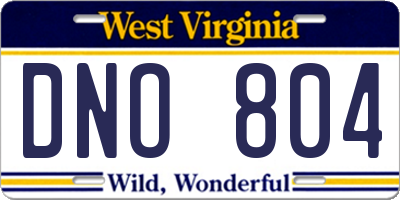 WV license plate DNO804