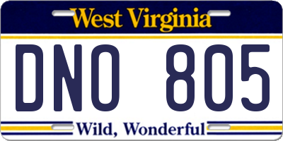 WV license plate DNO805