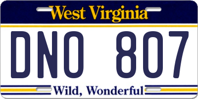 WV license plate DNO807