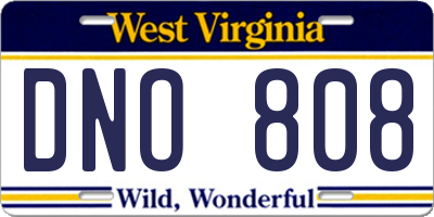 WV license plate DNO808