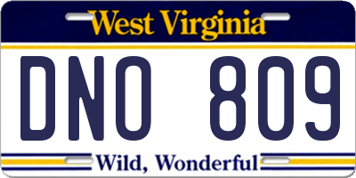 WV license plate DNO809