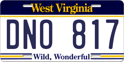 WV license plate DNO817