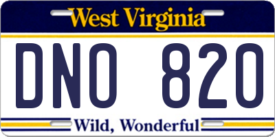 WV license plate DNO820