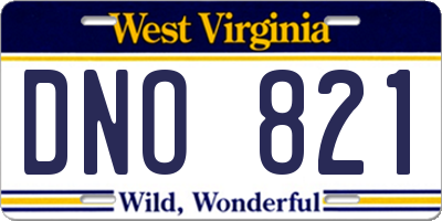 WV license plate DNO821