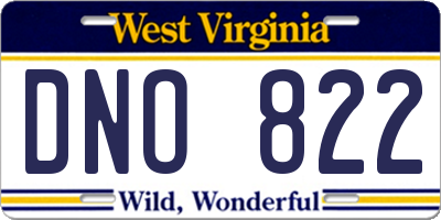 WV license plate DNO822