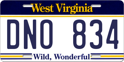 WV license plate DNO834