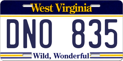 WV license plate DNO835