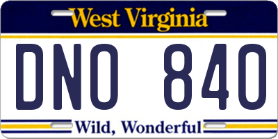 WV license plate DNO840