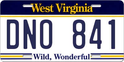 WV license plate DNO841