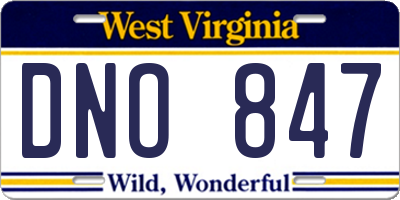 WV license plate DNO847