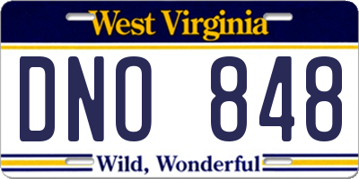 WV license plate DNO848