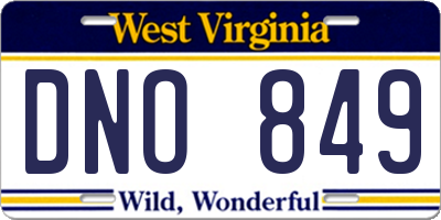 WV license plate DNO849