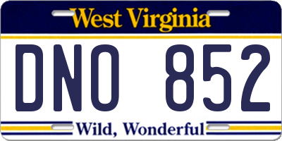 WV license plate DNO852