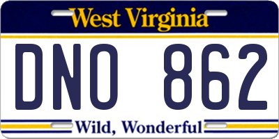 WV license plate DNO862
