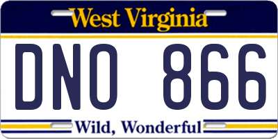 WV license plate DNO866