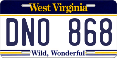 WV license plate DNO868