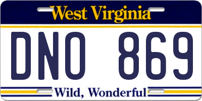 WV license plate DNO869