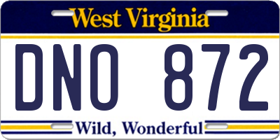 WV license plate DNO872