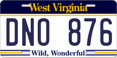 WV license plate DNO876