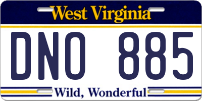 WV license plate DNO885