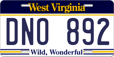 WV license plate DNO892
