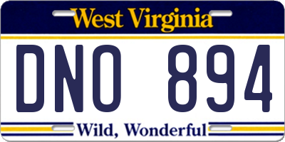 WV license plate DNO894
