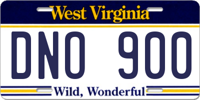 WV license plate DNO900