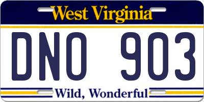 WV license plate DNO903