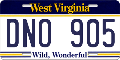 WV license plate DNO905