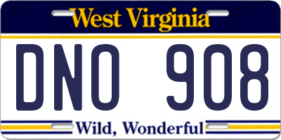 WV license plate DNO908