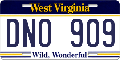 WV license plate DNO909