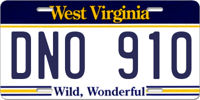 WV license plate DNO910