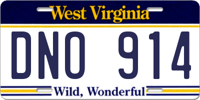 WV license plate DNO914