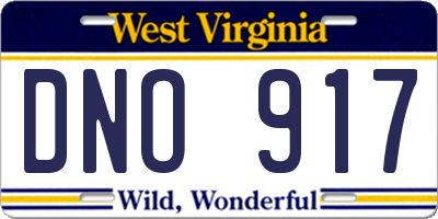 WV license plate DNO917