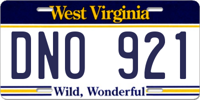 WV license plate DNO921