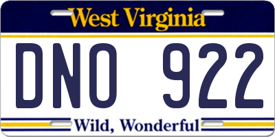 WV license plate DNO922