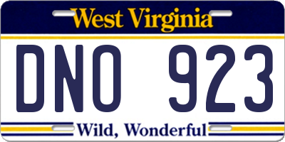 WV license plate DNO923
