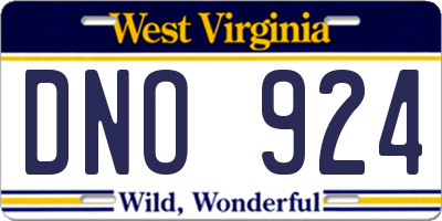 WV license plate DNO924