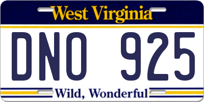 WV license plate DNO925